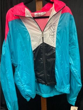 VTG Avia NWT Windbreaker Jacket Neon Pink Blue 90s Deadstock Retro L